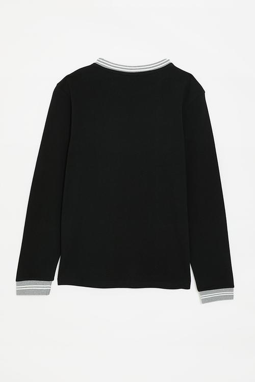 BOYS KYLE EMBROIDERED PIQUE LS TEE - BLACK