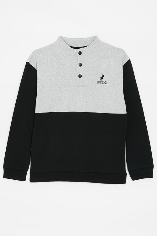 Boys anthony high neck sweater - black & grey