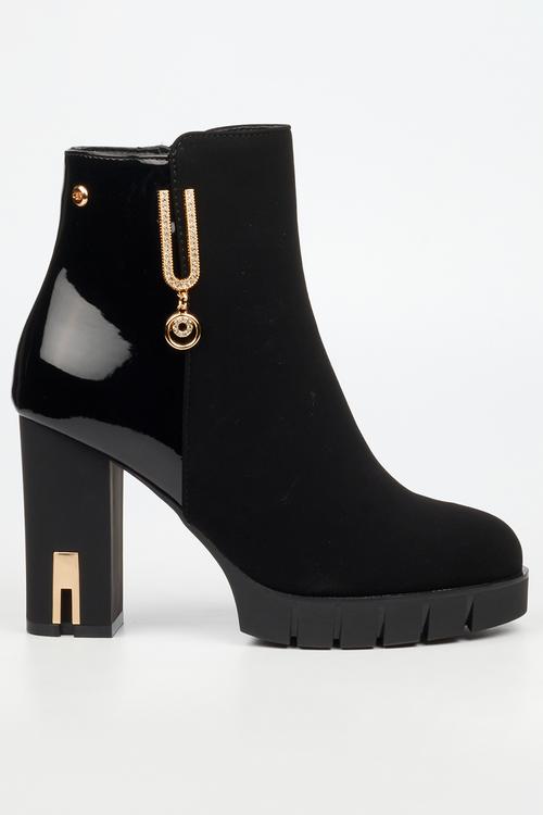 Darling 9 platform block heel ankle boot - black