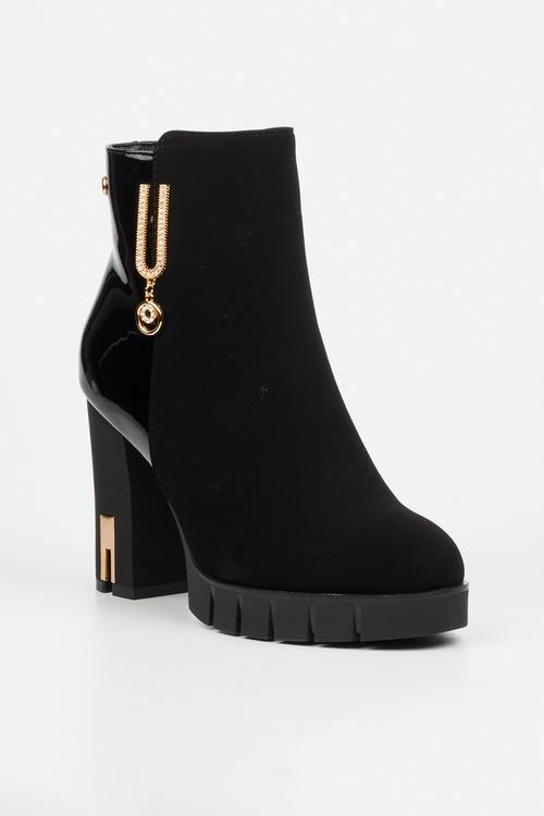 Darling 9 platform block heel ankle boot - black