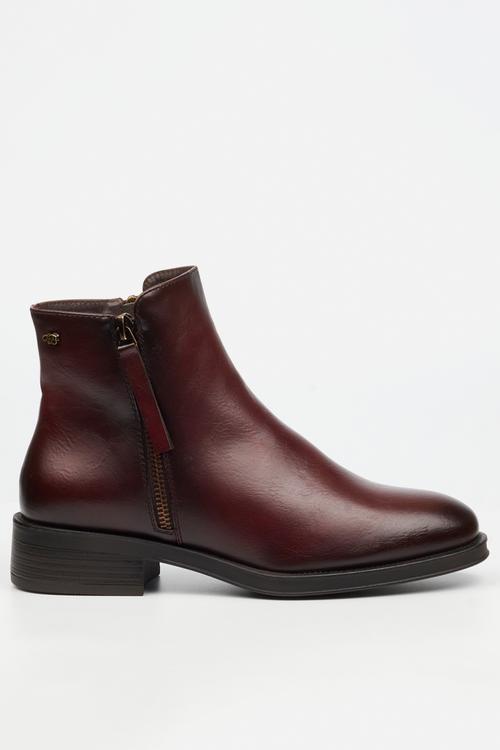 Deer 1 side zip ankle boot - burgundy