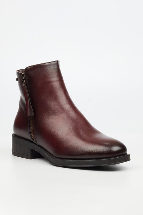 Deer 1 side zip ankle boot - burgundy