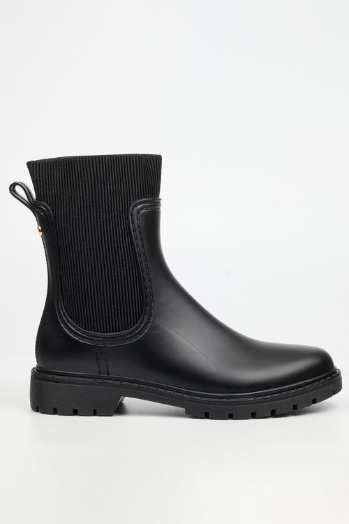 Puddle 2 ribbed sock rain boot - black