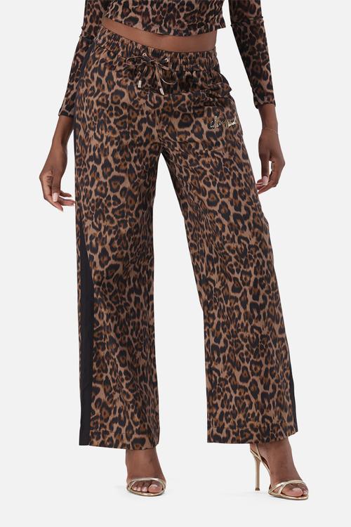 Ladies carol leopard print pant - brown/chocolate