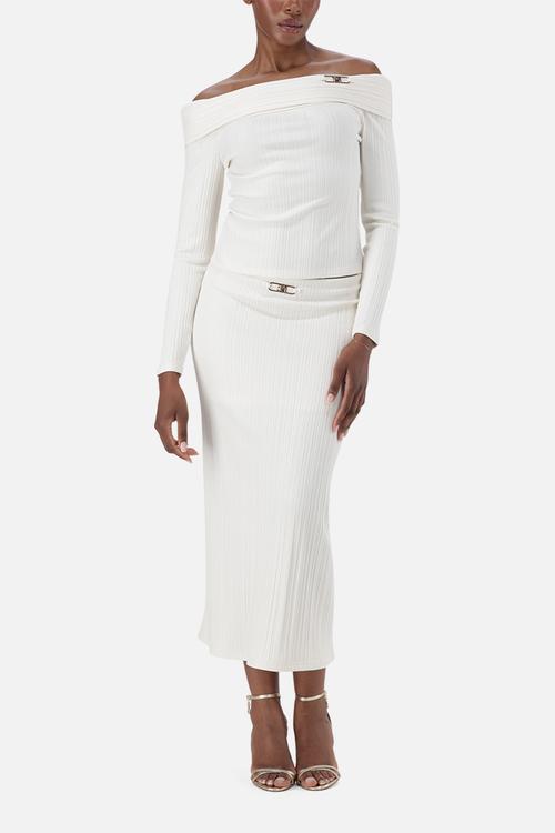 Ladies diane midi modal skirt - cream