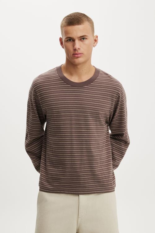 Cropped Fit Long Sleeve - Brown Stripe