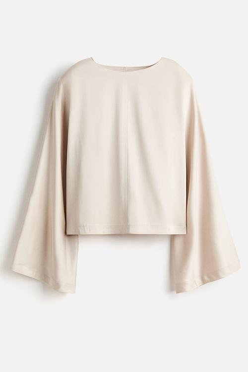 Shoulder-pad blouse - light beige