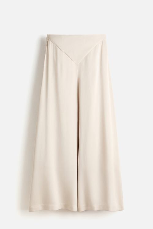 Wide-leg trousers - light beige