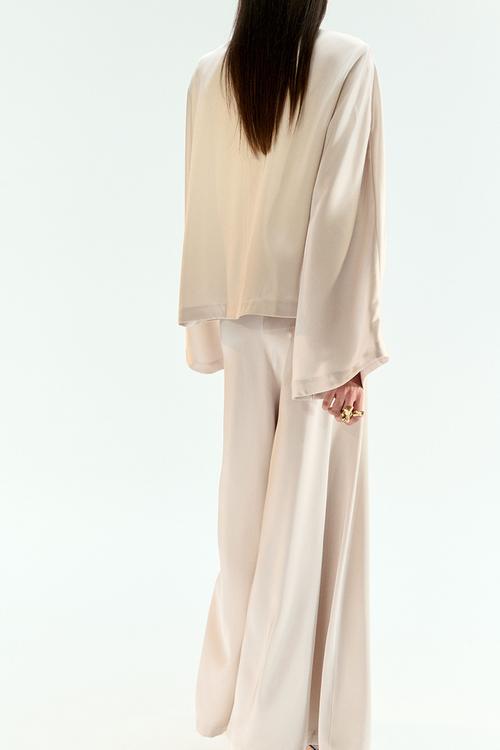 Wide-leg trousers - light beige