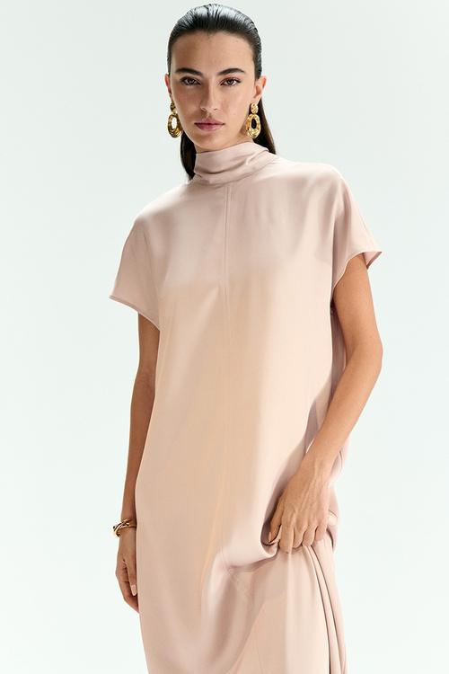 Scarf-detail maxi dress - powder pink