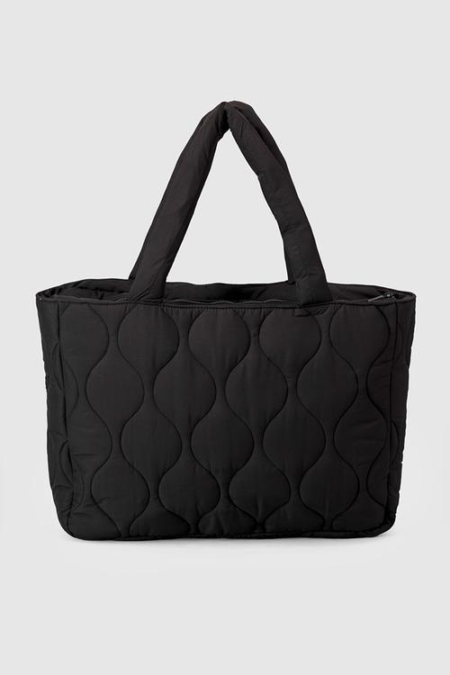 Quilted Tote Bag - Black
