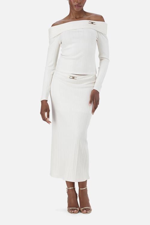 Ladies daisy off the shoulder modal top - cream