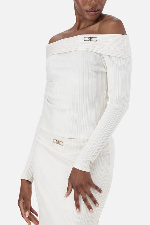 Ladies daisy off the shoulder modal top - cream