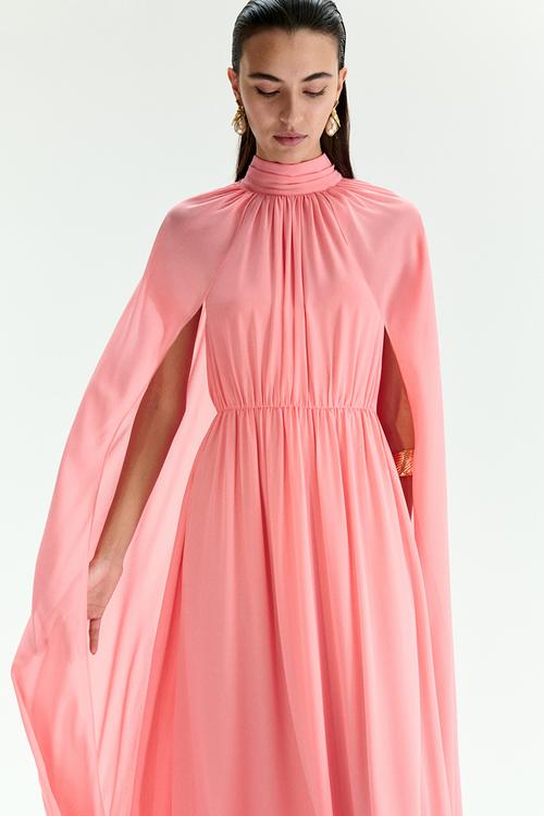 Draped cape-detail dress - pink