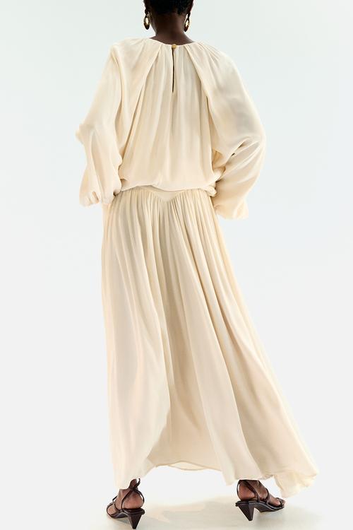 Long viscose skirt - light beige