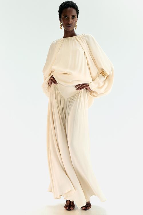 Long viscose skirt - light beige