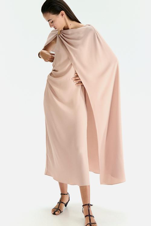 Cape-detail dress - beige