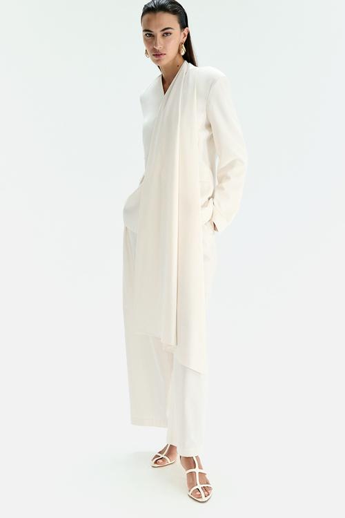 Scarf-detail blazer - white