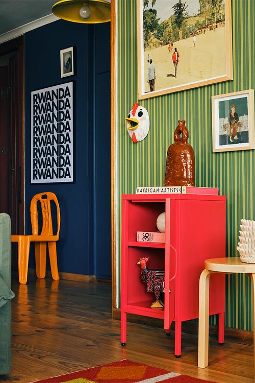 Sugar cube side table - red polka