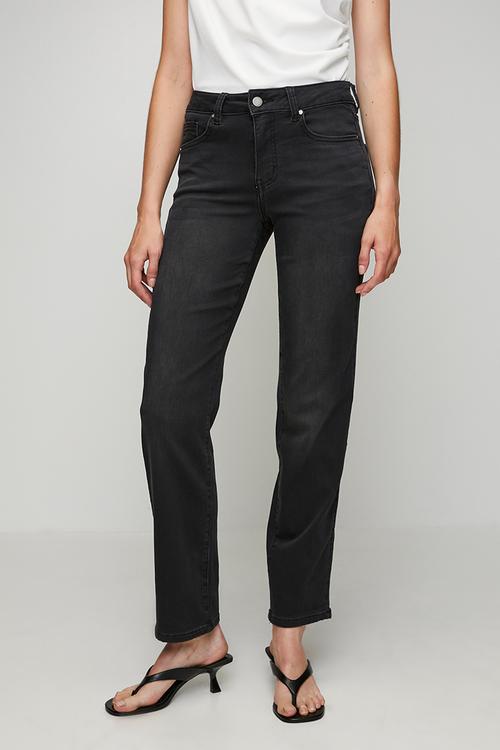 Mid Waist Straight Leg Denim Jean - Black