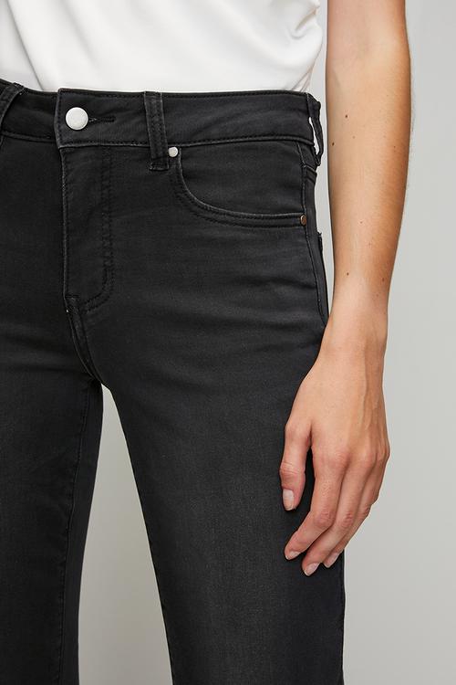 Mid Waist Straight Leg Denim Jean - Black