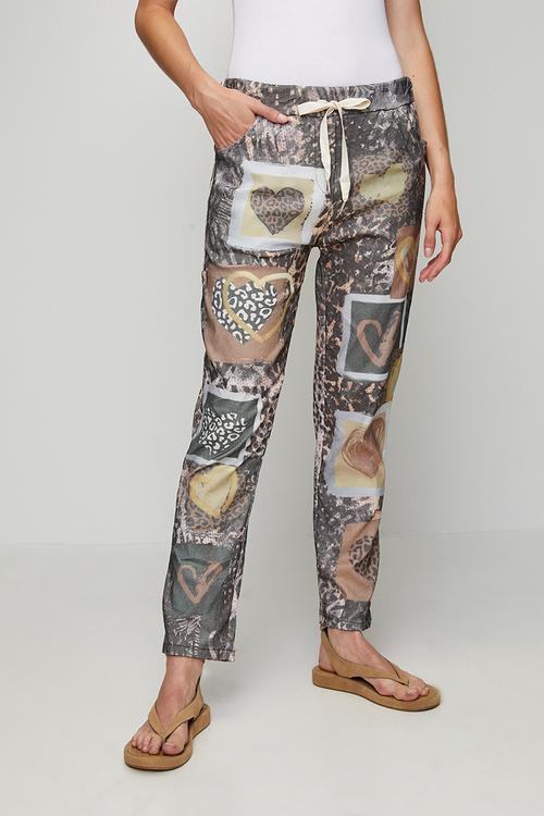 Made In Italy Drawcord Printed And Creased Jogger - Brown