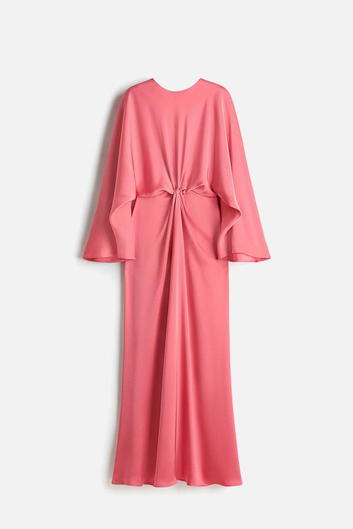 Twist-detail satin dress - pink
