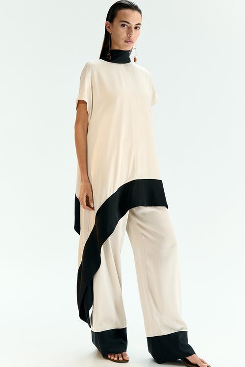 Asymmetric top - cream/black 