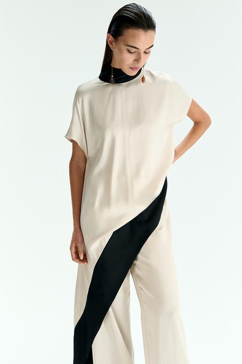 Asymmetric top - cream/black 