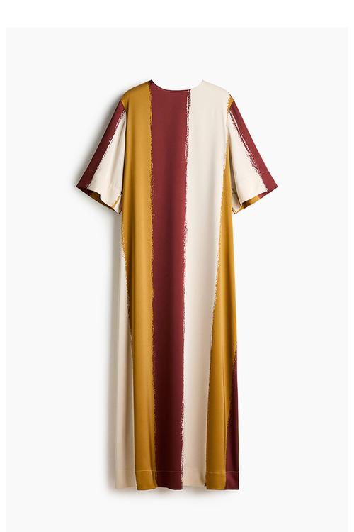Satin maxi dress - dark yellow/striped 