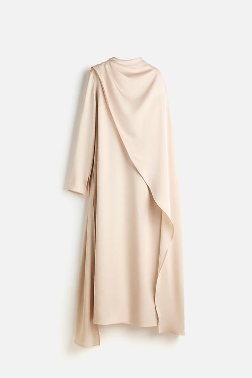 Cape-detail kaftan dress - light beige 