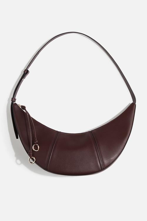 Curved shoulder bag - burgundy