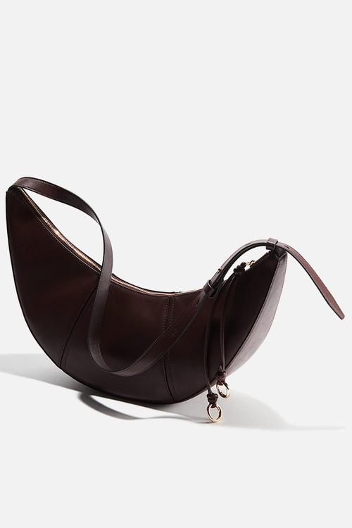 Curved shoulder bag - burgundy