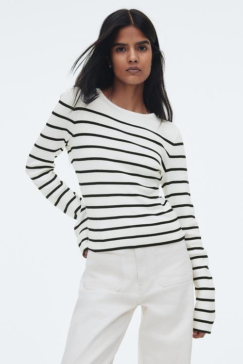 Long-sleeved jumper - white striped