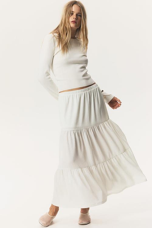 Tiered midi skirt - white