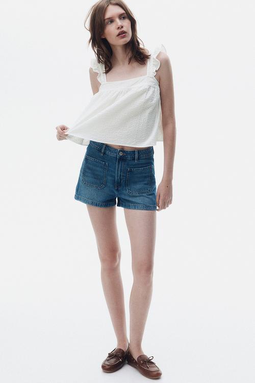 Cotton seersucker top - white