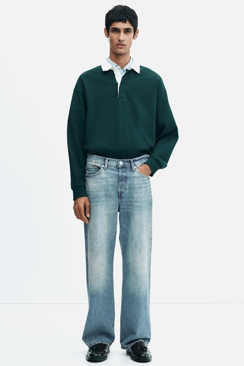 Loose straight jeans - denim blue