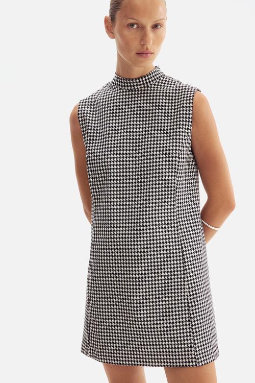 Shift dress - black dogtooth pattern