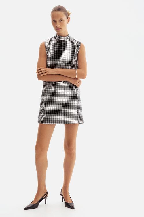 Shift dress - black dogtooth pattern