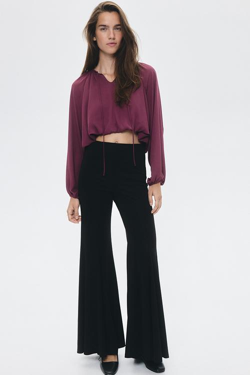 Bubble-hem blouse - dark pink