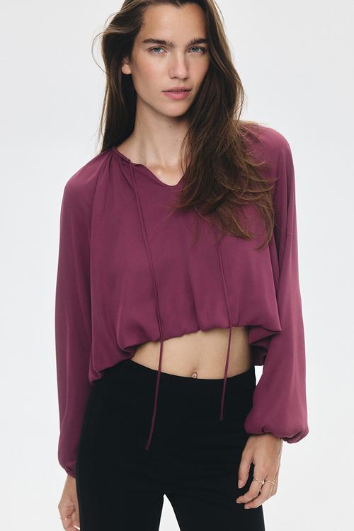 Bubble-hem blouse - dark pink