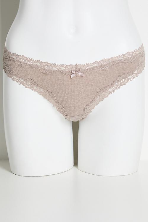 3-Pack cotton and lace brazilian briefs - mole-melange