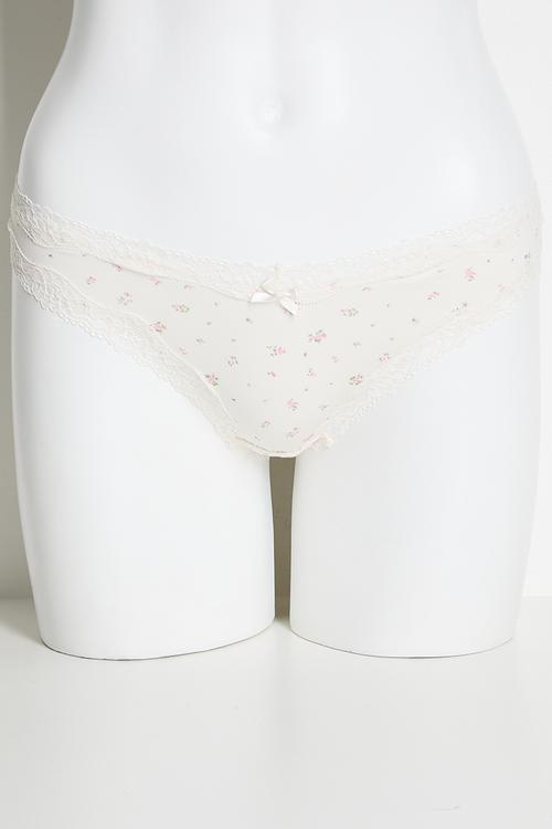 3-Pack cotton and lace brazilian briefs - white
