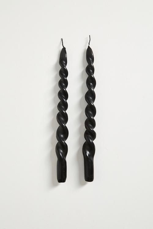 Twisted candle set of 2 - Black
