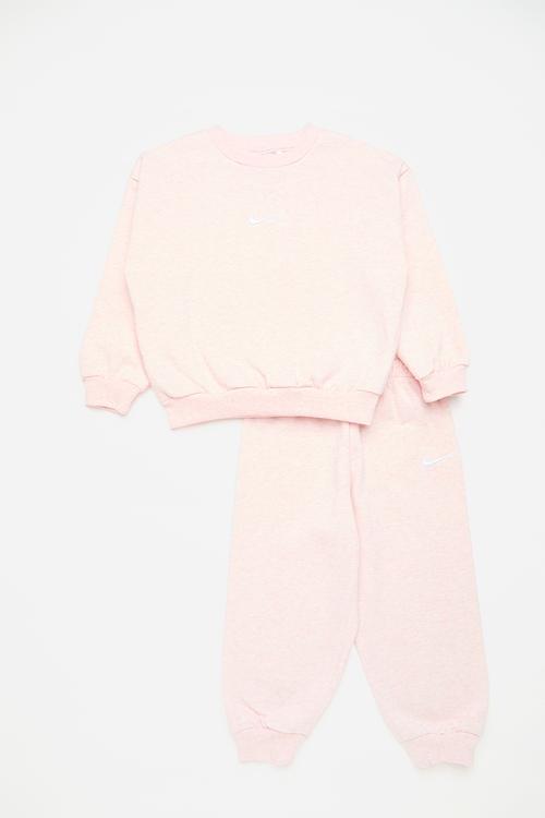 Nike essential fleece crew set - pink foam heather
