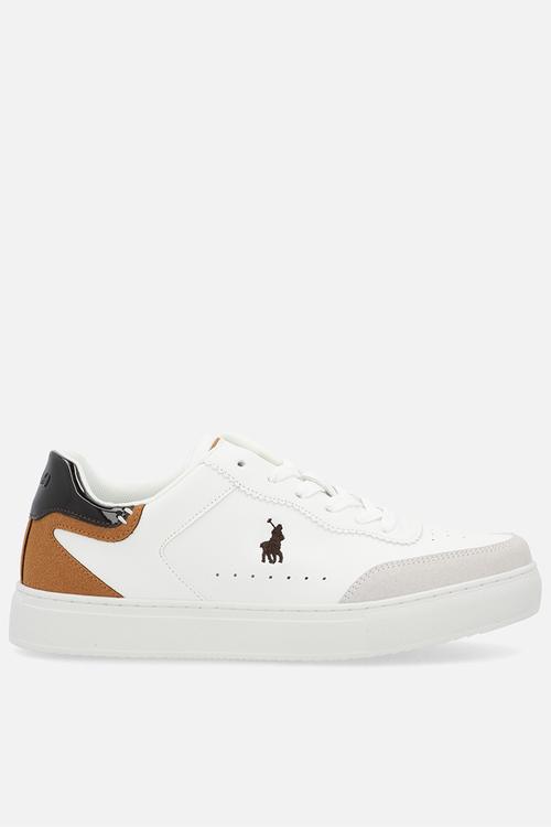 Colour block court sneaker - white