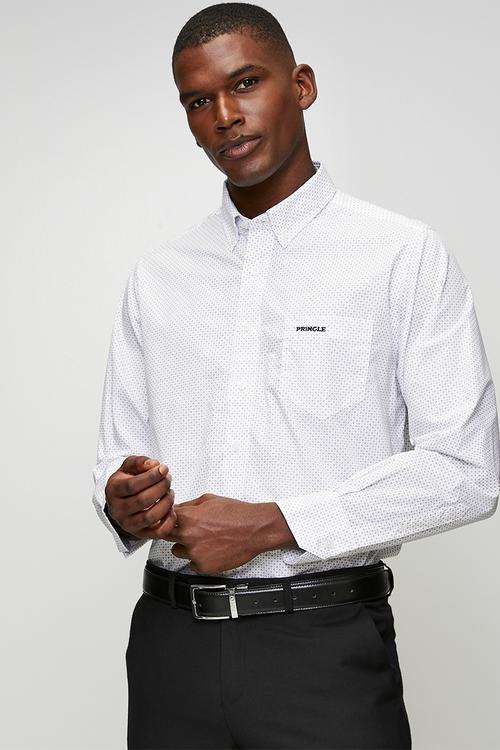 Magnus Printed Long Sleeve Classic Shirt - White