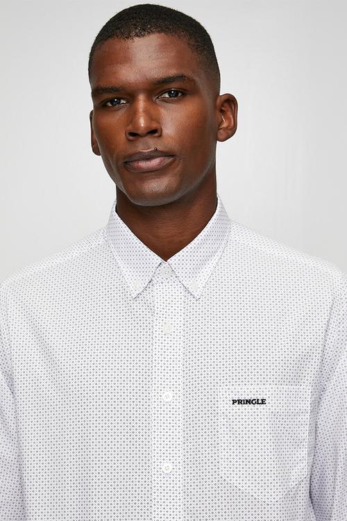 Magnus Printed Long Sleeve Classic Shirt - White