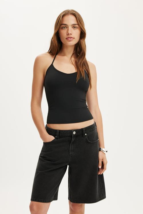 Baggy denim short - leo black