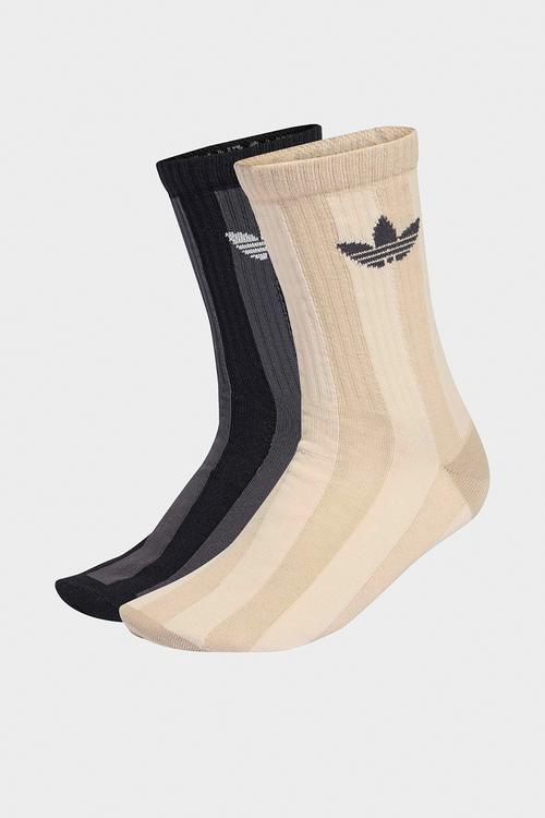 Striped Crew Socks 2pk - Crystal Linen/stone khaki/utility black/black